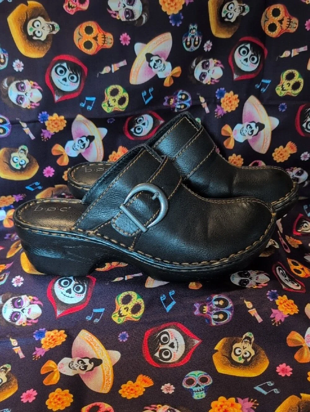 b.o.c. Ladies Brown Slip-On Clogs with Buckle Detail - Picture 2 of 8
